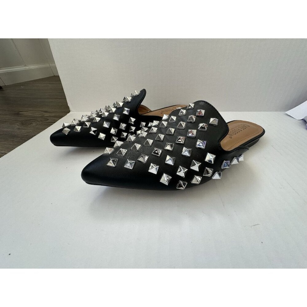 Cape Robbin Enny Silver Studded Mules Black Women SZ 6.5 - Picture 2 of 4